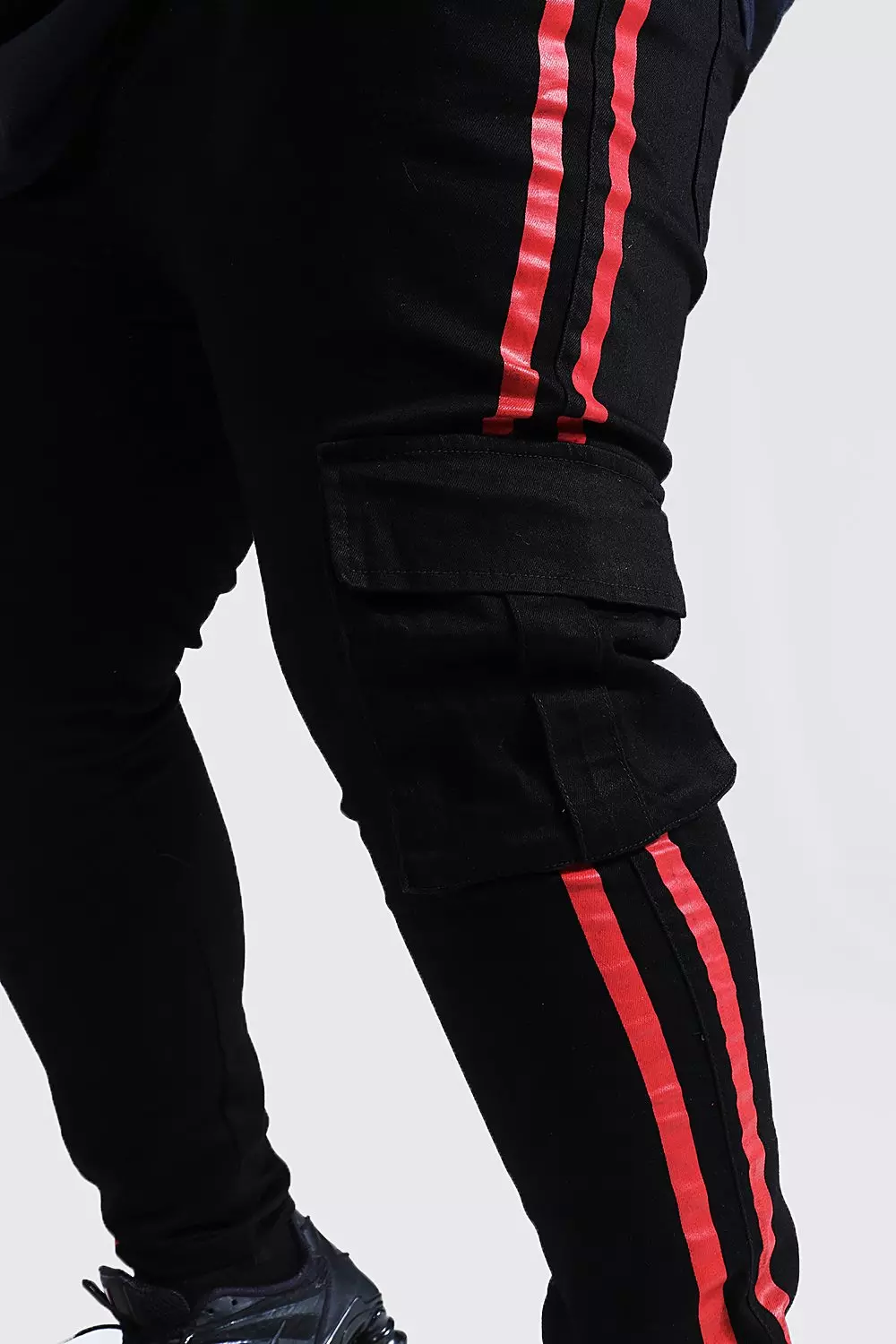 Cargo pants with hot sale red stripe